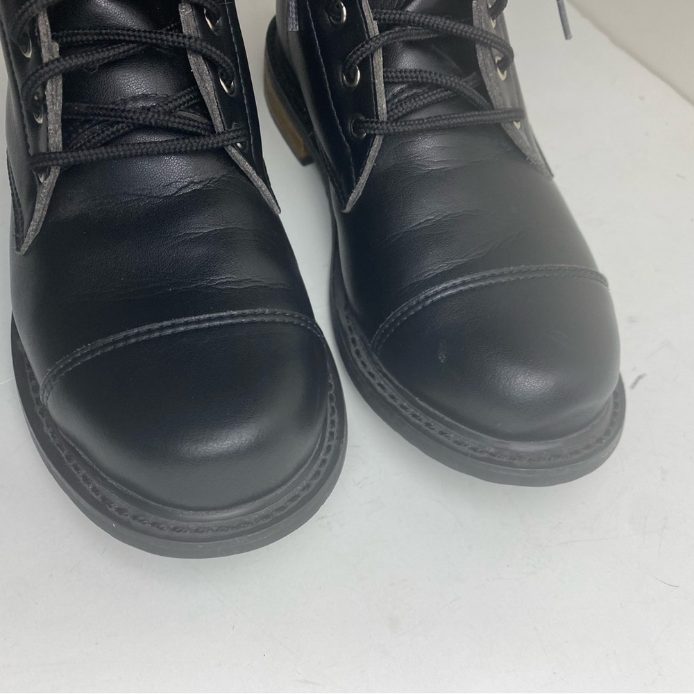 Nicora Sustainable Vegan lace up boots black wood heel American Made sz 6.5 - Picture 4 of 11